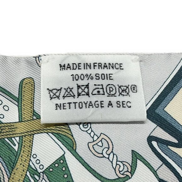 Auth HERMES Twilly - Cream Green Multi Silk Scarf - Picture 5 of 6